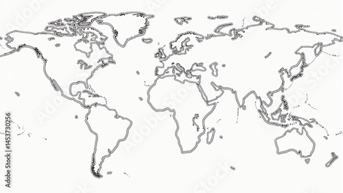 Wallpaper Mural World Map Outline On White Background Torontodigital.ca