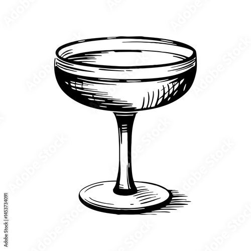 Hand-drawn cocktail glass, isolated, for menus and branding