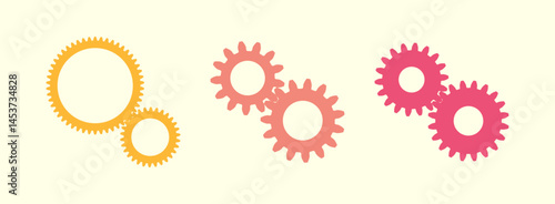 Colorful gear shape icon set. Vector sign. Engineering symbol