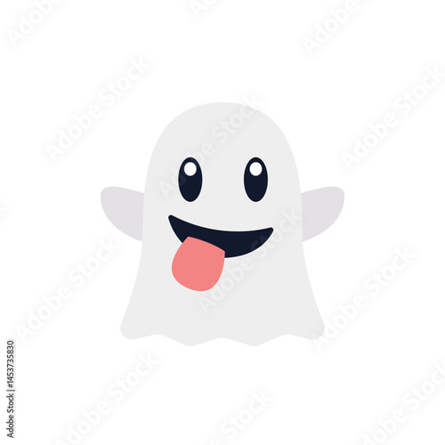 Funny ghost emoji vector boo spooky halloween chat symbol sign icon illustration