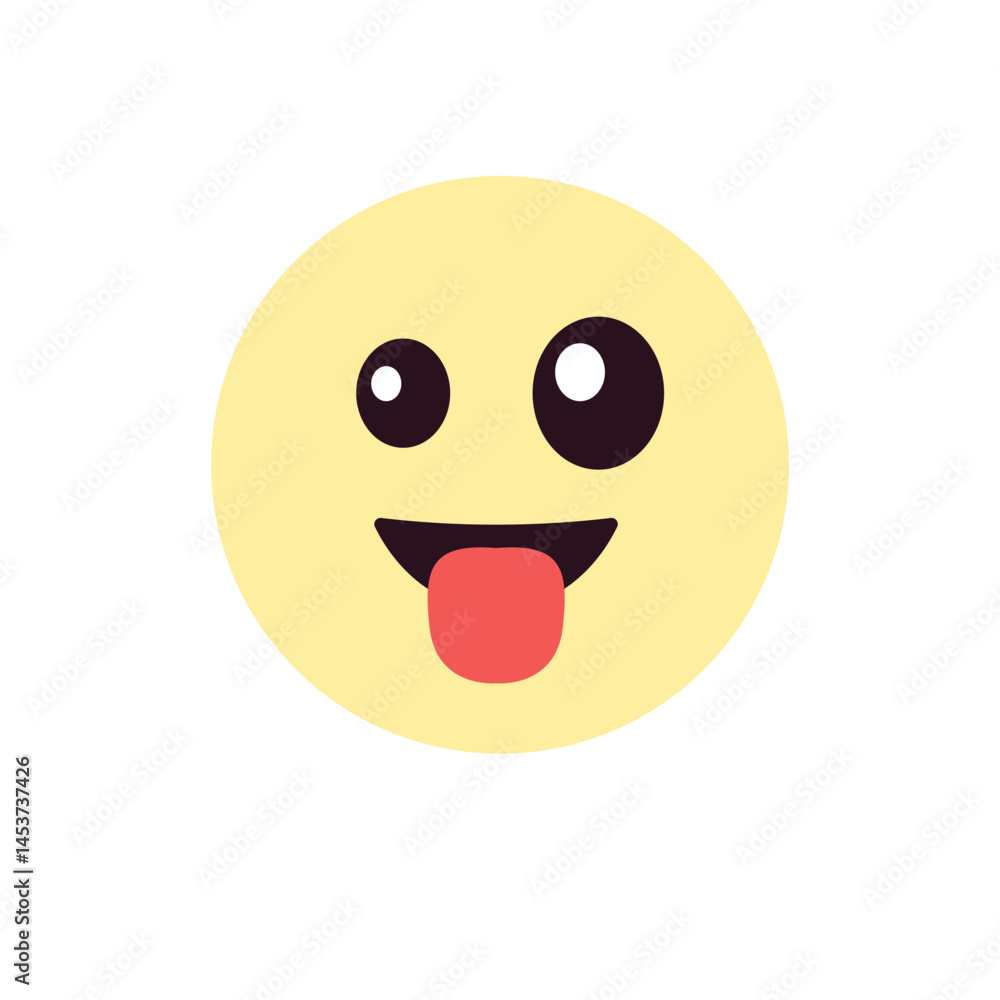 Fototapeta premium Funny face emoji vector wink tongue chat symbol sign icon illustration smile
