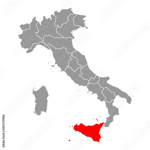 Italy map of Sicily symbol shape, travel web flat concept icon web vector illustration .