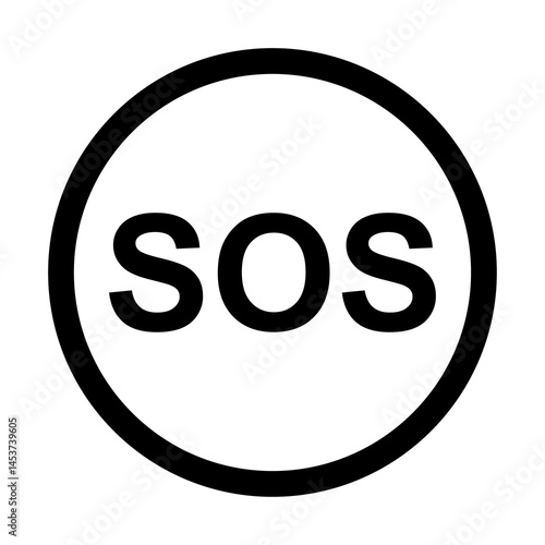 SOS help icon, safety support alert flat design, save vector illustration .