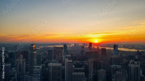 Wallpaper Mural City Skyline Aerial View at Sunset with Warm Golden Light Torontodigital.ca