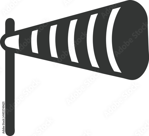 Windsock Indicator on a Pole, Simple Weather Instrument Icon
