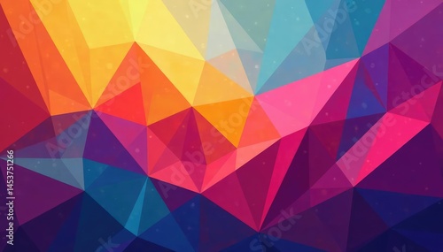 Geometric abstract shapes, vibrant color palette, wallpaper, square