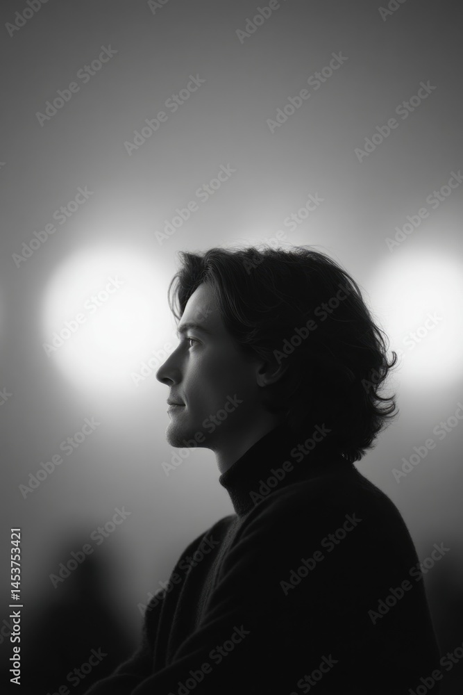 solitary figure seated in modern café deep in thought with blurred background for ample copy space solitary figure seated in modern café deep in thought with blurred background for ample copy space