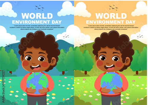 world environment day design. design with children's theme. suitable for introducing children to protecting the earth