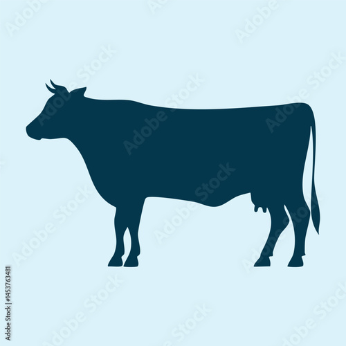 Dairy Cow Silhouette Icon for Farm Theme