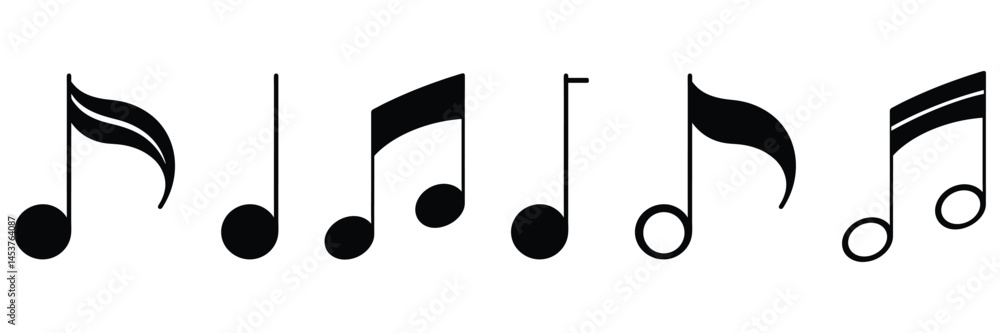 Music Notes Icon Set Silhouette Vector Illustration. Music Notes Icon Set Silhouette Vector Illustration.