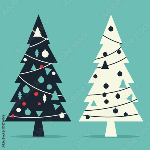 Christmas and New Year Magical green tree with so many holiday decorations isolated on white  background. Can be used easily for celebration cards or banner designs or for any other use.