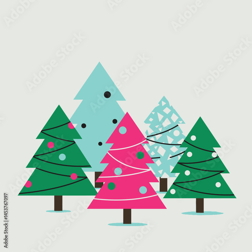 Christmas and New Year Magical green tree with so many holiday decorations isolated on white  background. Can be used easily for celebration cards or banner designs or for any other use.