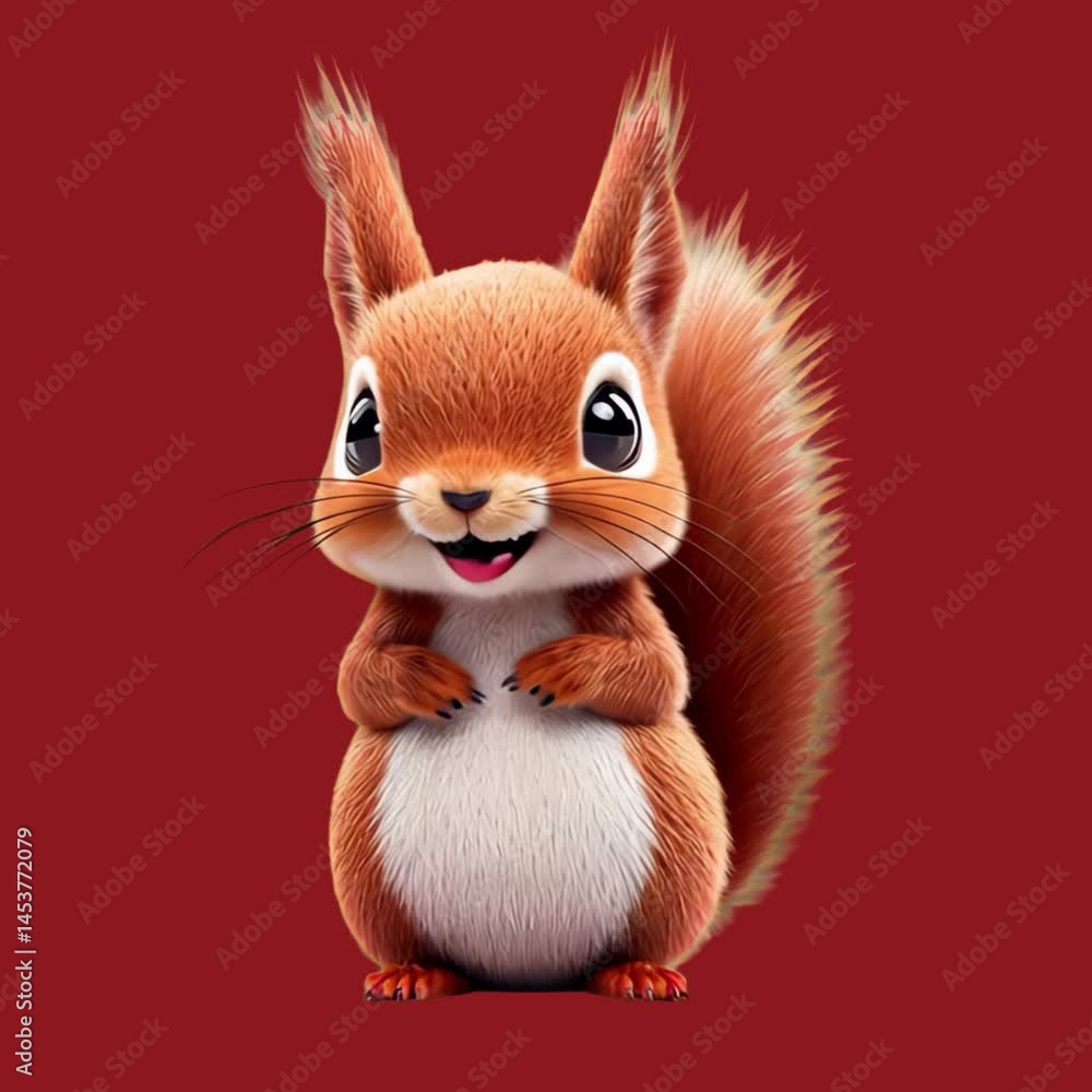 Adorable cartoon squirrel illustration animation isolated asset, transparent 4K video, alpha channel, ProRes 4444 Adorable cartoon squirrel illustration animation isolated asset, transparent 4K video, alpha channel, ProRes 4444