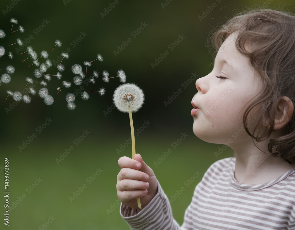 Girl blowing dandelion seeds child blowing flower seeds making a wish childhood dreams nature background mental health Girl blowing dandelion seeds child blowing flower seeds making a wish childhood dreams nature background mental health