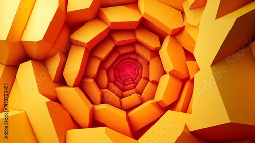 Dynamic Geometric Layout in Vibrant Yellow and Orange with Bold Energetic Flow Made with Generative AI Technology