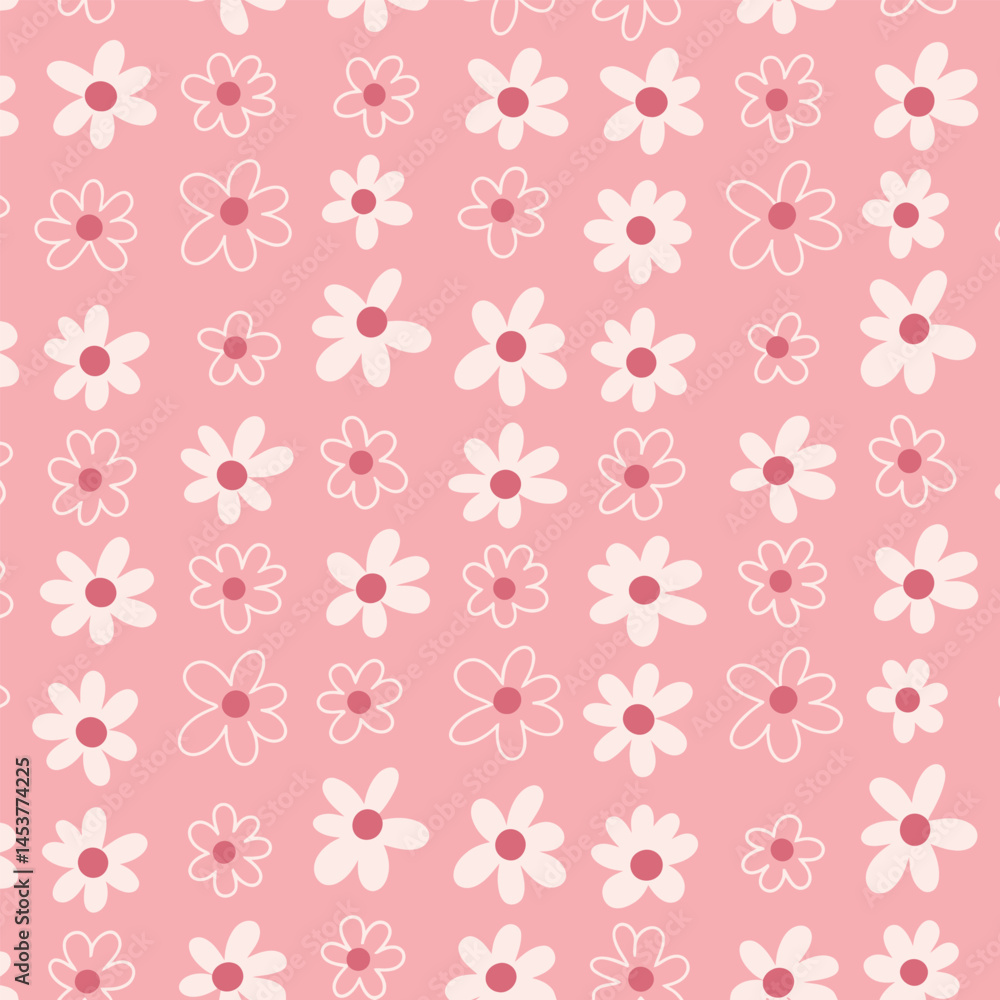 Daisy flower seamless pattern on blue background. Ditsy floral print with tiny chamomile great for fashion fabric, home decor textile and wallpaper. Vector Daisy flower seamless pattern on blue background. Ditsy floral print with tiny chamomile great for fashion fabric, home decor textile and wallpaper. Vector