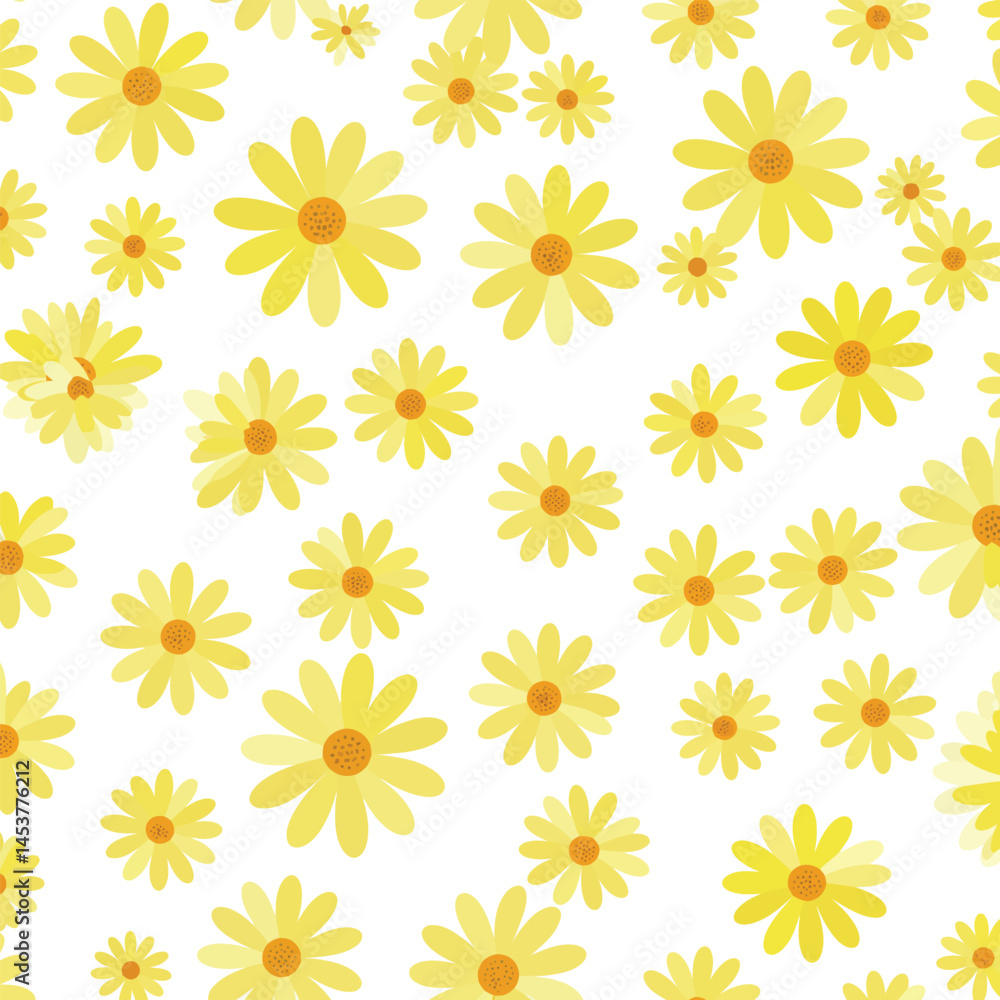 Daisy flower seamless pattern on blue background. Ditsy floral print with tiny chamomile great for fashion fabric, home decor textile and wallpaper. Vector Daisy flower seamless pattern on blue background. Ditsy floral print with tiny chamomile great for fashion fabric, home decor textile and wallpaper. Vector