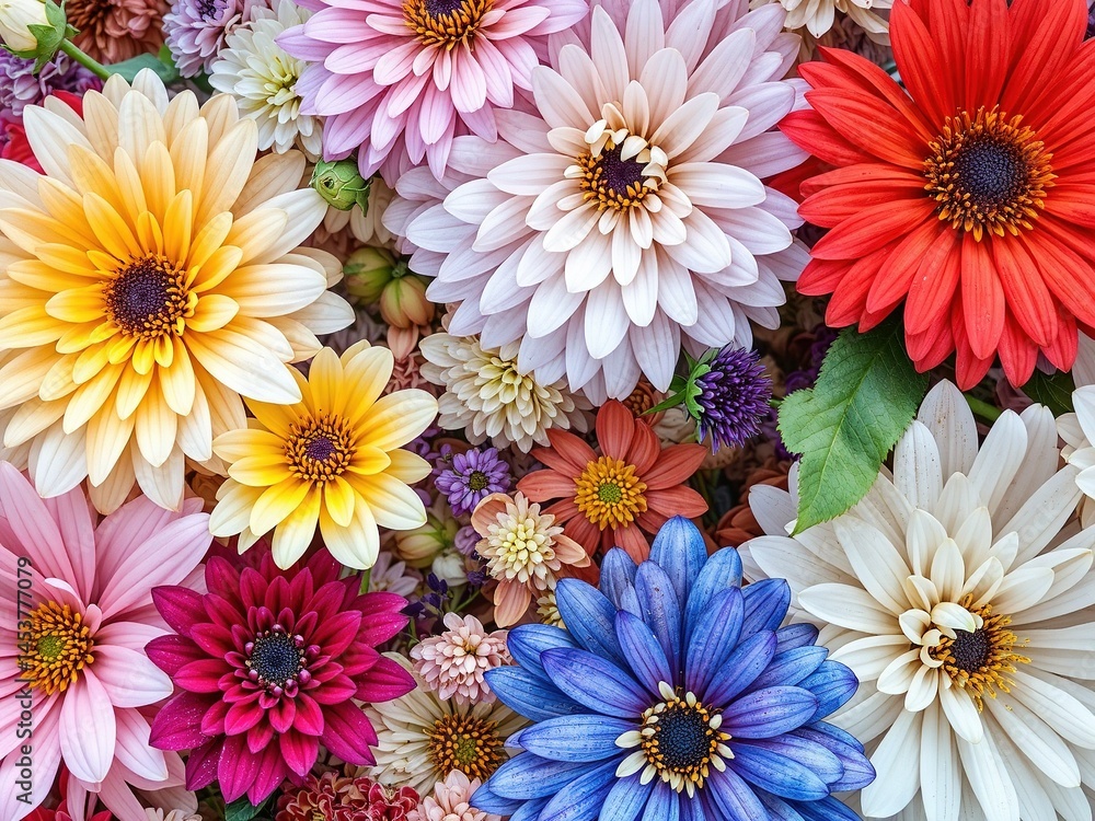 Colorful Floral Background with Filtered Flowers