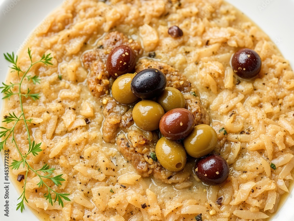 Creamy Labni with Olives - Arabic Dip Top View