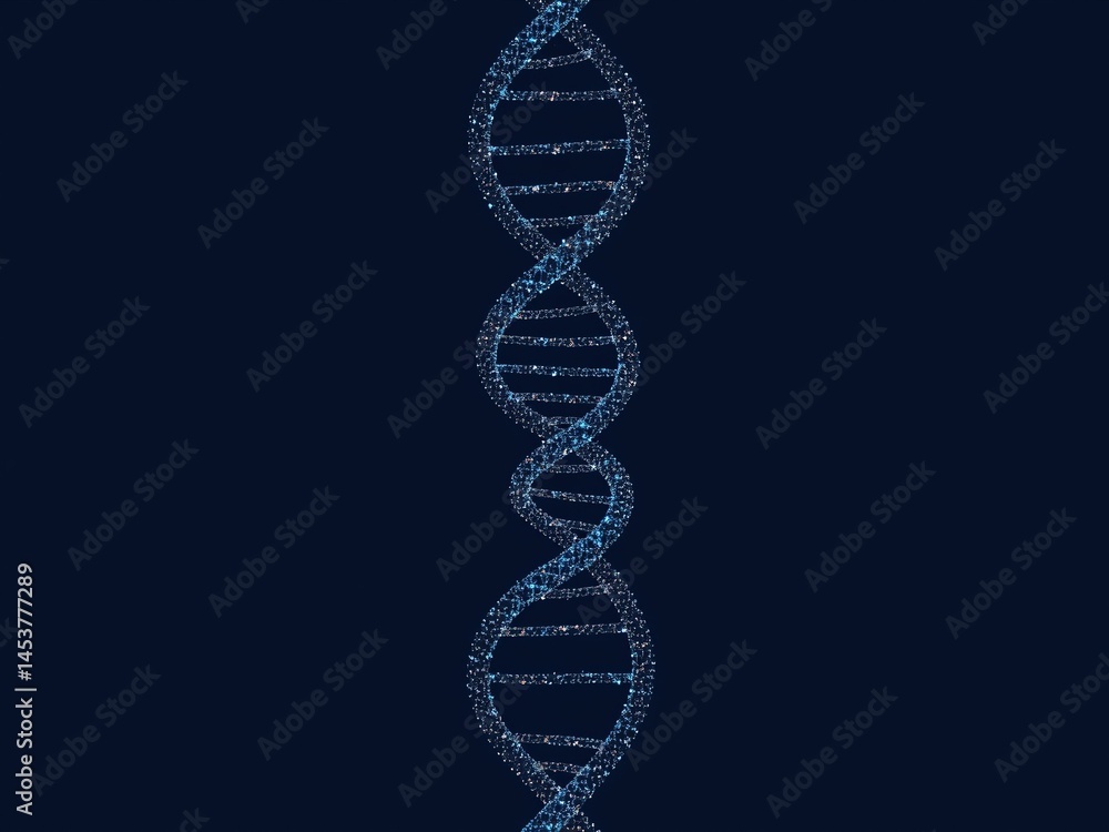 Dark Blue DNA Helix Banner - Science of Genetics Illustration