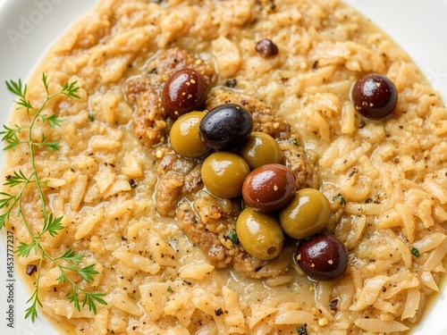 Obraz na płótnie Creamy Labni with Olives - Arabic Dip Top View w salonie
