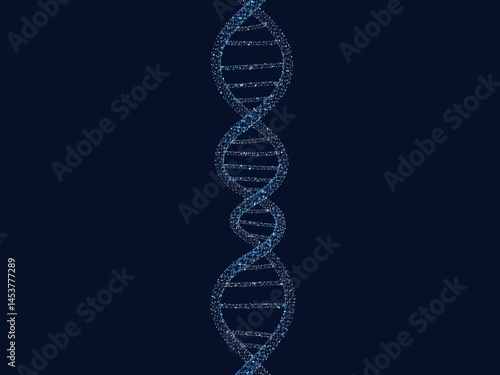 Obraz na płótnie Dark Blue DNA Helix Banner - Science of Genetics Illustration w salonie