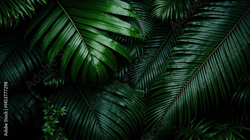 Dark Nature Closeup - Black and White Palm Leaf Detail