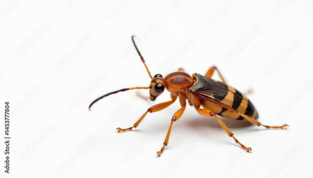 Close-up of a single insect on stark white background, photography, wildlife Close-up of a single insect on stark white background, photography, wildlife