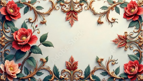 Intricate floral damask, elegant swirls and scrolls, seamless, pattern, textile
