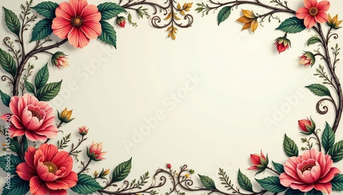 Intricate floral damask, swirling vines and leaves , pattern, repeat, geometric