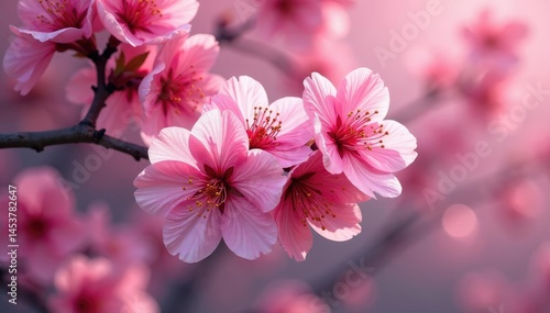Wallpaper Mural Vibrant sakura pattern, full bloom, overlapping petals, bold pink hues, pattern, branch Torontodigital.ca