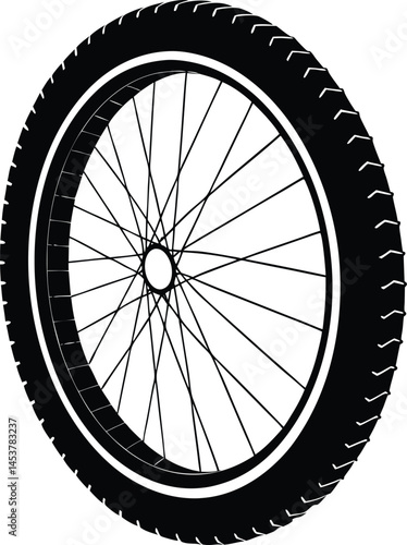 bicycle tire with valve on white background  