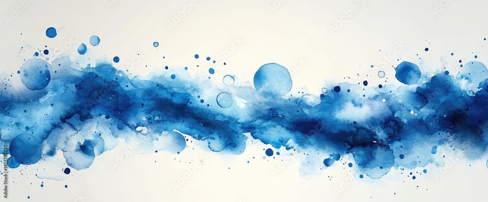 Obraz premium Abstract watercolor design with flowing blue forms.