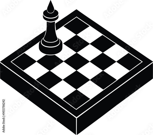 chess board mid game on white background  .eps
