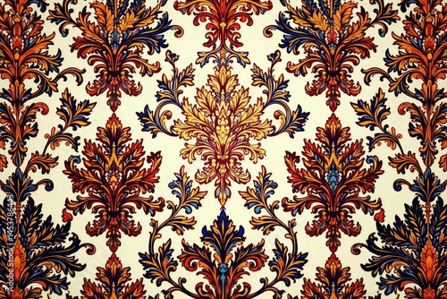 Large-scale damask, bold scrolls & arabesques, damask, brocade