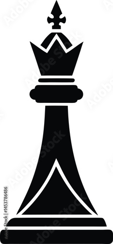 chessboard with a queen piece on white background 