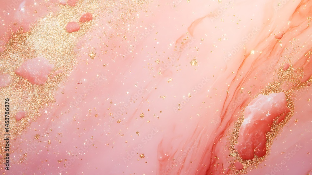 Fototapeta premium Glitter festive pastel pink background with blurred sparkles, Christmas, birthday or holiday background