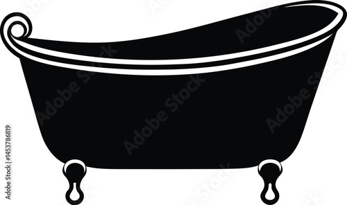 clawfoot bathtub on white background  