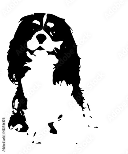Vector Illustration of a Cavalier King Charles Spaniel Dog Silhouette