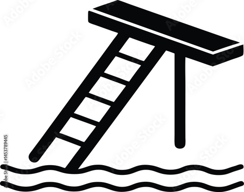 diving board over water on white background  .eps