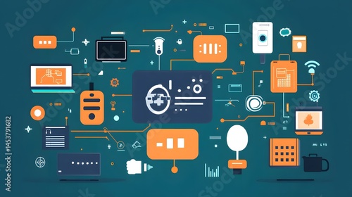 Wallpaper Mural Modern interconnected devices and network graphic design. Torontodigital.ca