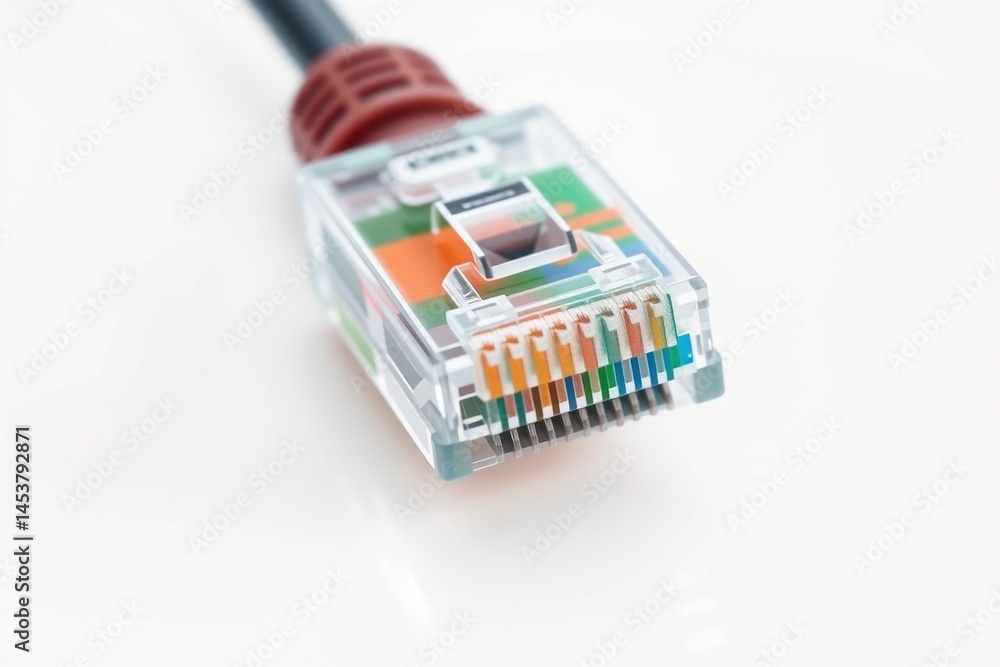 3D render of LAN internet cable in modern server room with white background, ideal for tech visuals.
3D render of LAN internet cable in modern server room with white background, ideal for tech visuals.