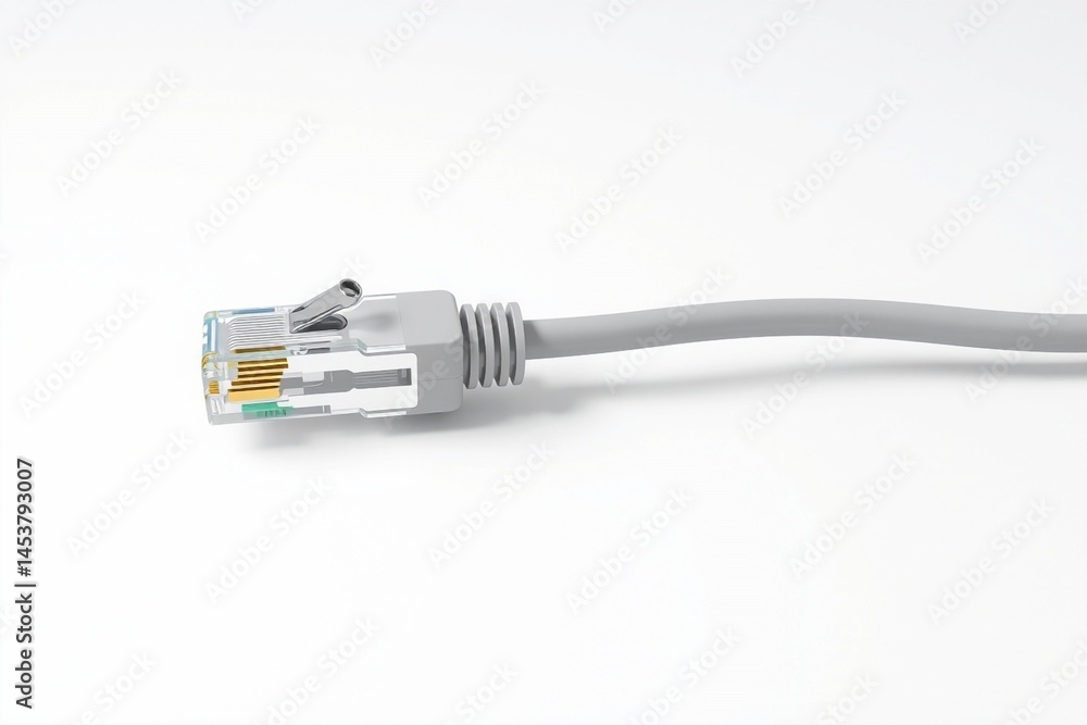 3D render of LAN internet cable in modern server room with white background, ideal for tech visuals.
3D render of LAN internet cable in modern server room with white background, ideal for tech visuals.