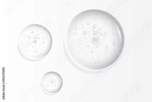 Gel serum texture. Clear skin care liquid drops. Cosmetic product swatch isolated on white background
