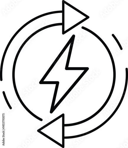 Renewable energy icon. with black outline style. ecology, renewable, energy, electricity, power, environment, electricity vector icon, line icon, black and white illustration
