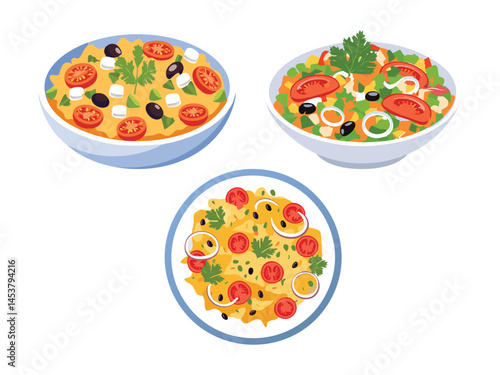 vector illustration of a turkish food Acılı Ezme (Spicy Antep-Style Salad)
