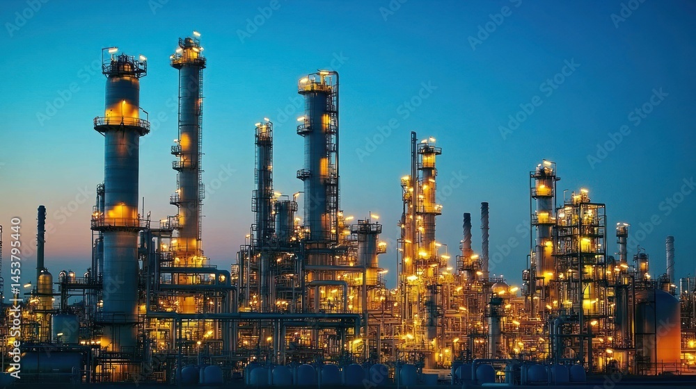 Fototapeta premium Industrial complex at twilight