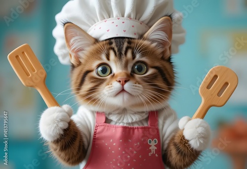 Adorable Kitten Chef: A Whimsical Culinary Portrait