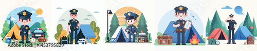 vector set of camping police