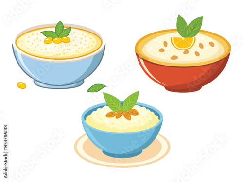 vector illustration of a turkish food Sütlaç (Rice Pudding)